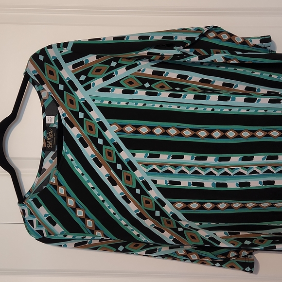 Bob Mackie Tribal Striped Blouse XL - Picture 2 of 4